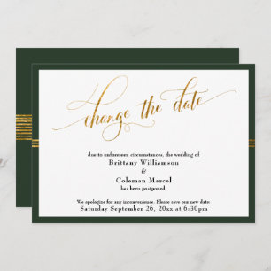 Change the Date Elegant Green w/ Gold Stripe Card