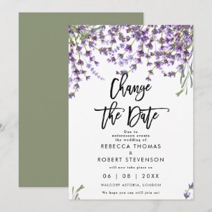 change the date lavender wedding invitation
