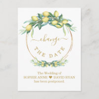 Change The Date Lemon Gold Wedding Postponed