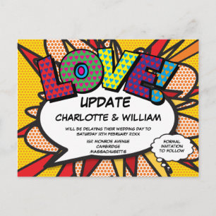 Change the Date LOVE Postponed Modern Postcard