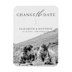 Change The Date Minimalist Chic Photo Wedding Magnet