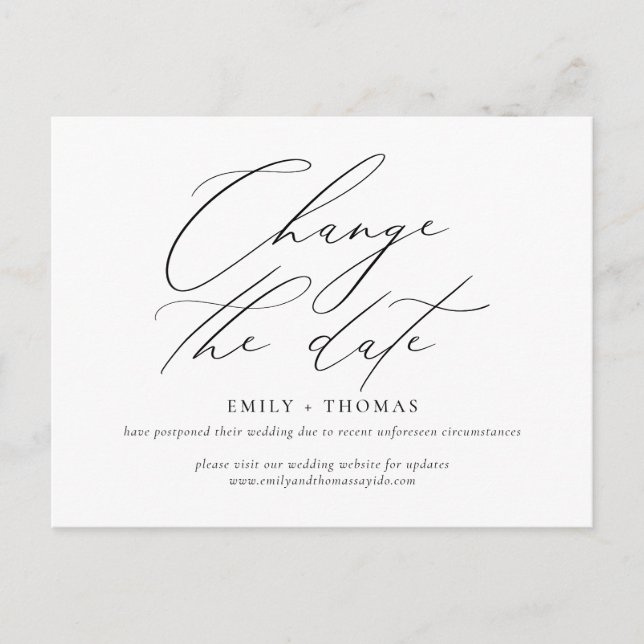 Change the Date Minimalist Modern Calligraphy Postcard (Front)