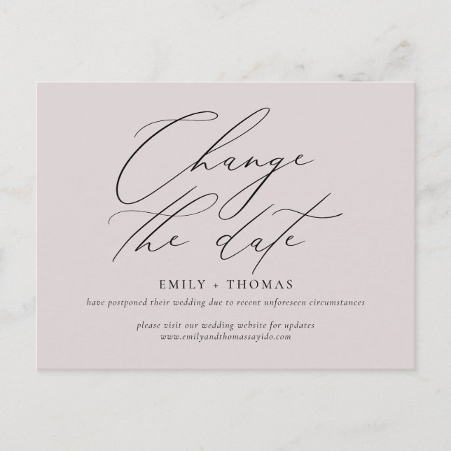 Change the Date Minimalist Modern Calligraphy Postcard (Front)