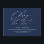 Change the Date Minimalist Modern Calligraphy Postcard<br><div class="desc">Update your guests with the details for your rescheduled or postponed event with this minimalist and modern postcard featuring modern calligraphy script. All colours are editable. Please stop by my shop to see more like this.</div>