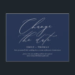 Change the Date Minimalist Modern Calligraphy Postcard<br><div class="desc">Update your guests with the details for your rescheduled or postponed event with this minimalist and modern postcard featuring modern calligraphy script. All colours are editable. Please stop by my shop to see more like this.</div>