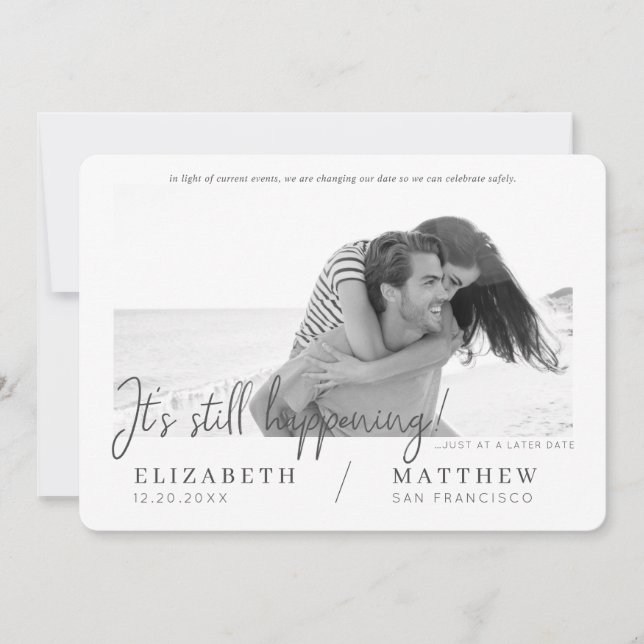 Change the Date Modern Chic Custom Photo Wedding Save The Date (Front)