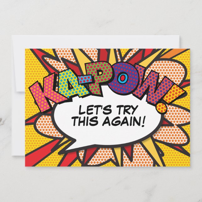 Change the Date Modern Fun Comic Book Pop Art Invitation (Front)