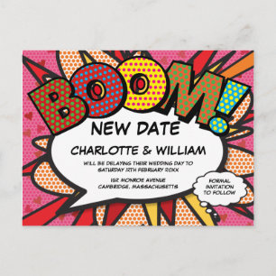 Change the Date New Date Pink Modern Fun Postcard