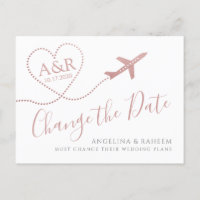 Change the Date Pink Gold Destination Wedding