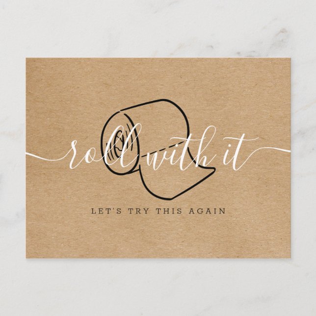 Change the Date Postponed Cancelled Rustic Postcard (Front)