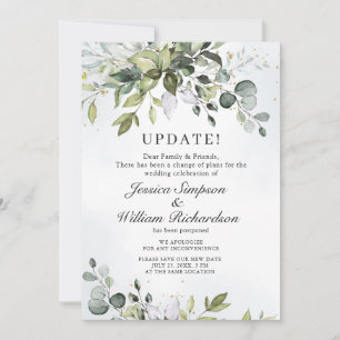 Change the Date Postponed Elegant Eucalyptus Invitation