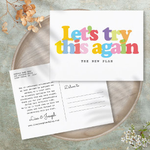 Change The Date Postponed Event Colourful Announcement Postcard