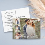 Change the Date Postponed Wedding 4 Photo Collage Postcard<br><div class="desc">Send out this stylish postcard when you have a change of wedding plans.  Postcard features 4 of your favourite photos and your custom text on the front and back. Simple and fun yet stylish and elegant - coordinates beautifully with so many of today's wedding styles.</div>