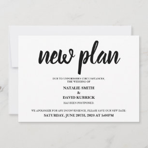 Change the Date Postponed Wedding Announcement
