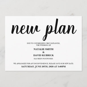 Change the Date Postponed Wedding Announcement