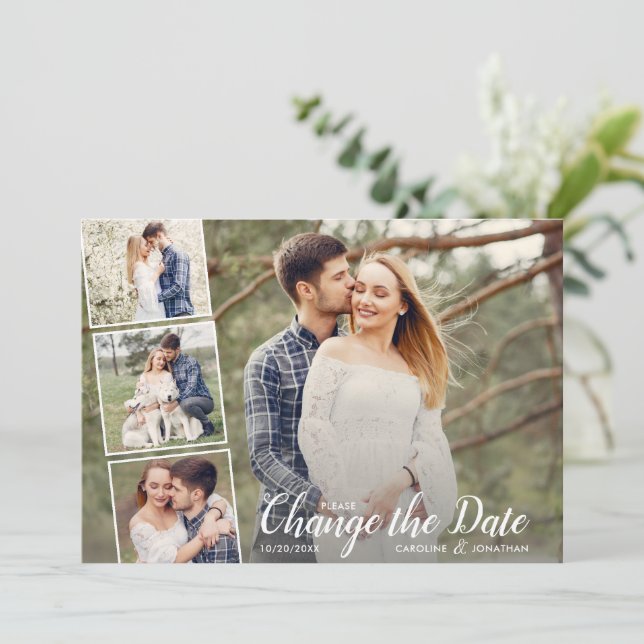 Change the Date Postponed Wedding Photo Collage (Standing Front)