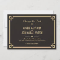 Change the Date Retro Frame Art Deco Dark Card