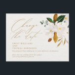 Change the Date Script Elegant Watercolor Magnolia Postcard<br><div class="desc">Update your guests with the details for your rescheduled or postponed event with this minimalist and modern postcard featuring modern calligraphy script and pretty watercolor magnolia. Please stop by my shop to see more like this.</div>