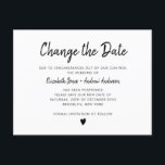 Change the Date Script Simple Minimalist Modern Announcement Postcard<br><div class="desc">Minimalist Change the Date Script Calligraphy Simple Elegant Announcement Postcard</div>