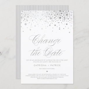 Change the Date Silver Foil Confetti Postponed Invitation