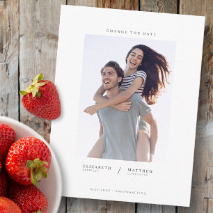 Change the Date Simple Chic Custom Photo Wedding Postcard