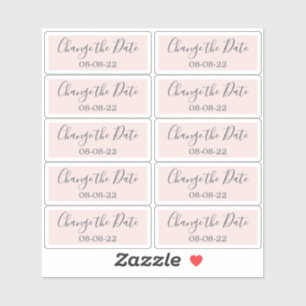 Change the Date Wedding Labels 0.8" x 2" Pink