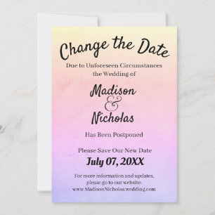 Change the Date Wedding Postponed Pink Parchment Save The Date