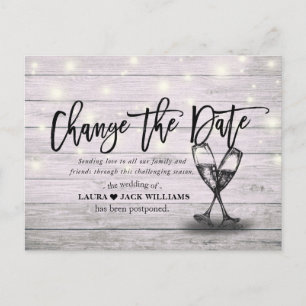 Change The Date Wedding Postponement Rescheduled Announcement Postcard