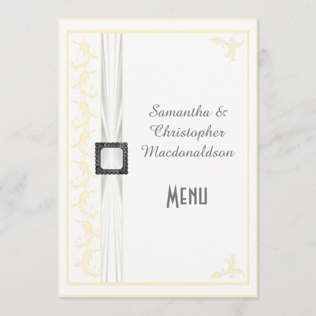 Change to any colour white lace wedding menu (Front)