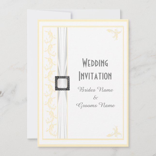 Change to any colour white traditional wedding invitation (Front)