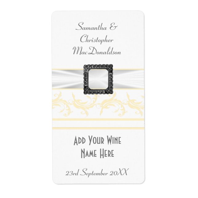 Change to any colour white wedding wine bottle (Front)