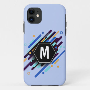 Change To Any Initial, Blue Paint Stripes Case-Mate iPhone Case