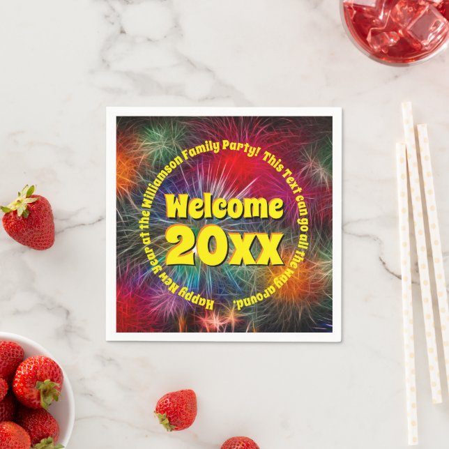 Change Year Edit Text Add Name New Year 20xx  Napkin (Insitu)