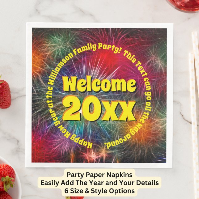 Change Year Edit Text Add Name New Year 20xx  Napkin (Creator Uploaded)