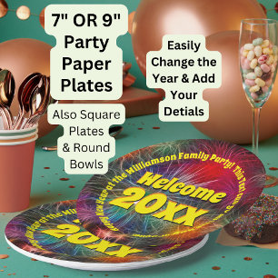 Change Year Edit Text Add Name New Year 20xx Party Paper Plate