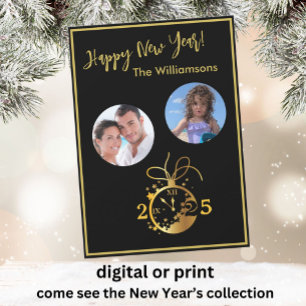 Change Year Happy New Year's 2 Photo Clock Card