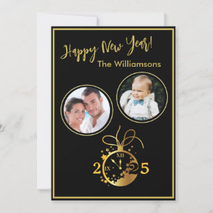 Change Year Happy New Year's 2 Photo Clock Card