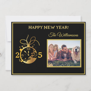 Change Year Happy New Year's 4 Photo Clock Card