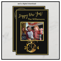 Change Year Happy New Year's 4 Photo Clock Card