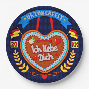 Change Year Octoberfest 20xx Ich Liebe Dich 9" Paper Plate
