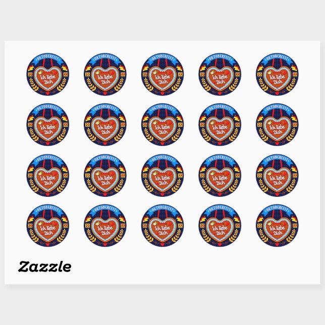 Change Year Octoberfest 20xx Ich Liebe Dich  Classic Round Sticker (Sheet)