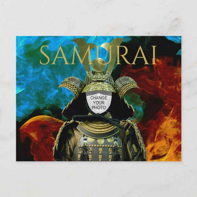 Changeable Your Photo, Samurai Helmet Postcard (Front)