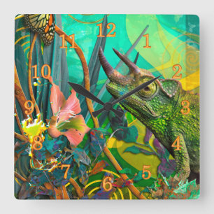 CHANGELING CHAMELEON SQUARE WALL CLOCK