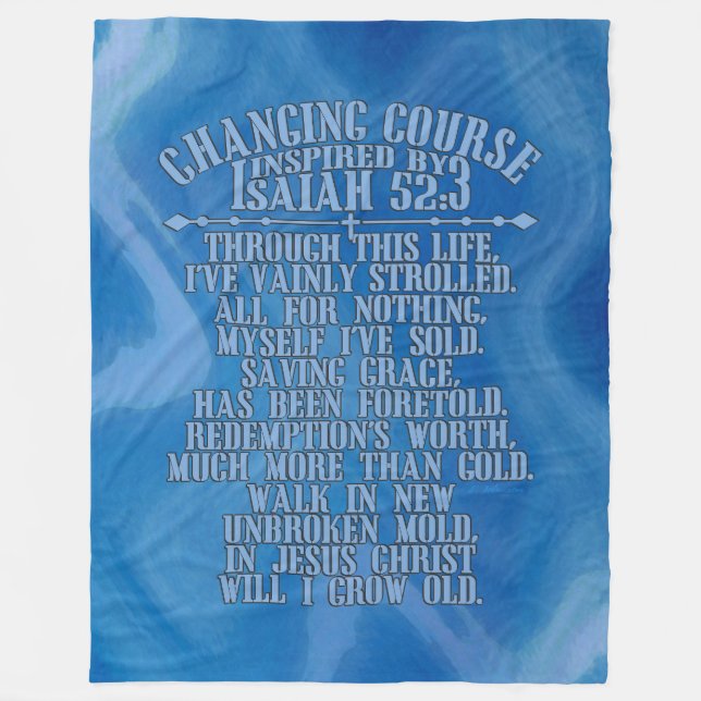 Changing Course Watercolr Blue Sky Fleece Blanket (Front)