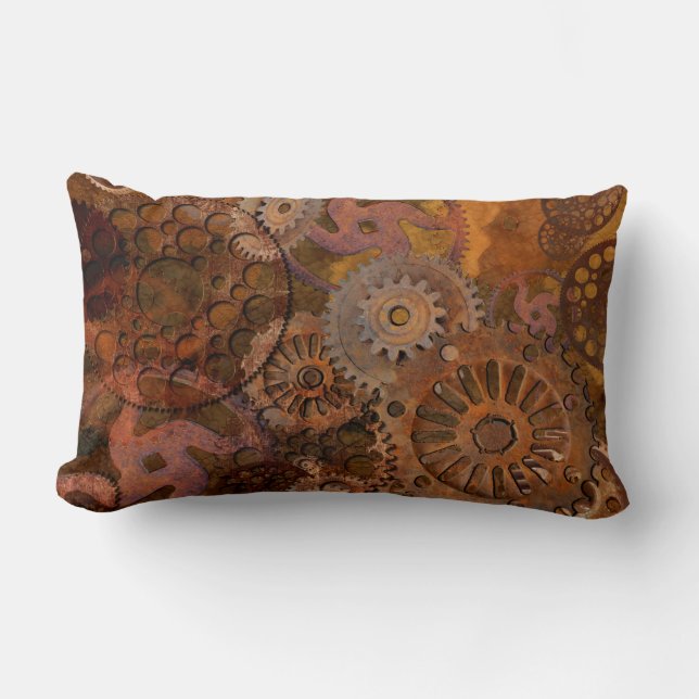 Changing Gear - Steampunk Gears & Cogs Lumbar Cushion (Front)