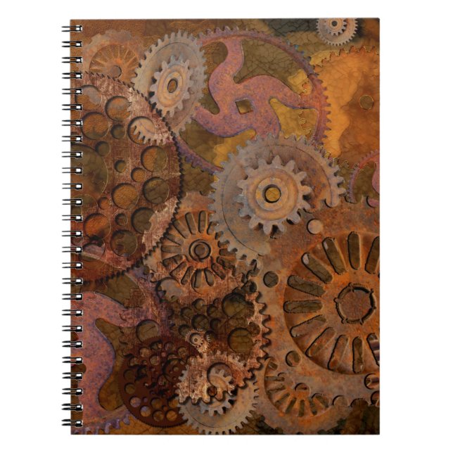 Changing Gear - Steampunk Gears & Cogs Spiral Notebook (Front)
