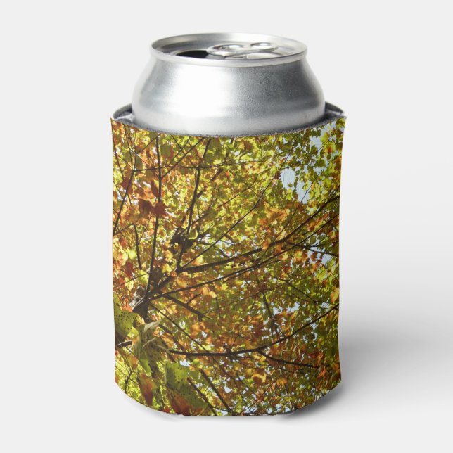 Changing Maple Tree Green and Gold Fall Colour Can Cooler (Can Front)