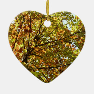 Changing Maple Tree Green and Gold Fall Colour Ceramic Tree Decoration