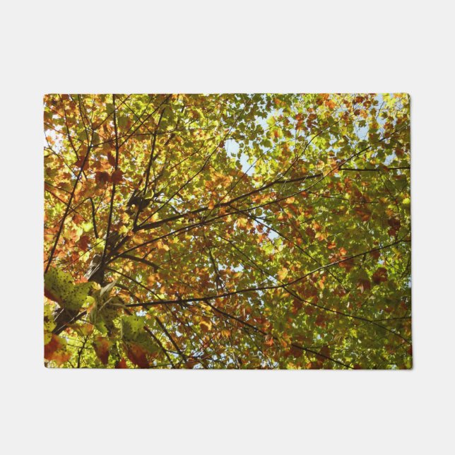 Changing Maple Tree Green and Gold Fall Colour Doormat (Front)