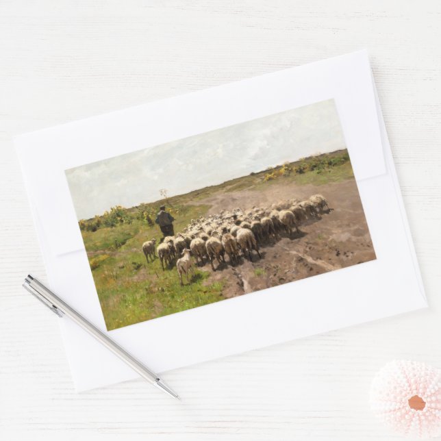 Changing Pasture, 1887 by Anton Mauve Rectangular Sticker (Envelope)